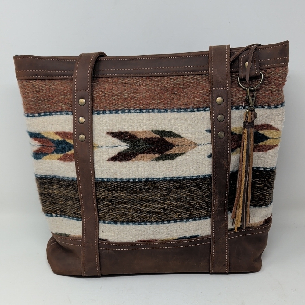 Rustic Brown and Cream Patterned Tote